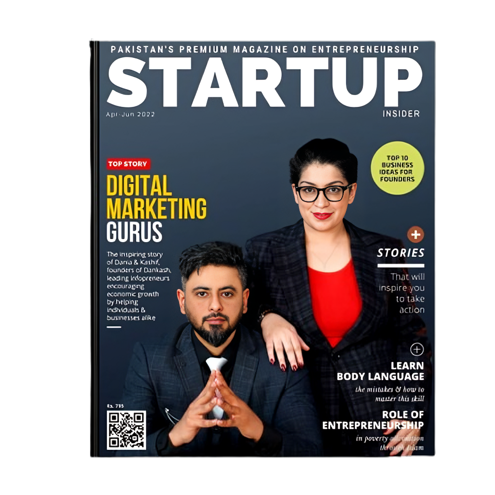 Cover of Startup Insider magazine featuring digital marketing experts from Pakistan